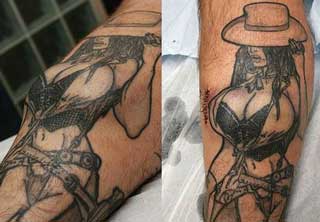 Silicone breast implants meet tatoos