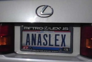 Ana's Lex numberplate